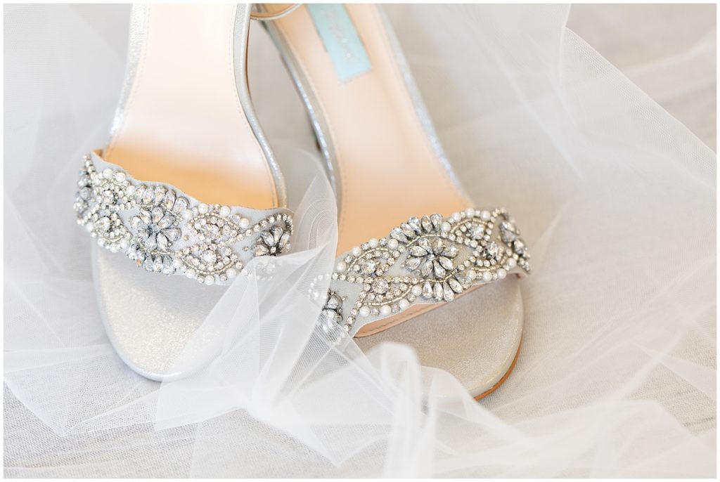 Betsy Johnson bridal shoes styled on bridal veil