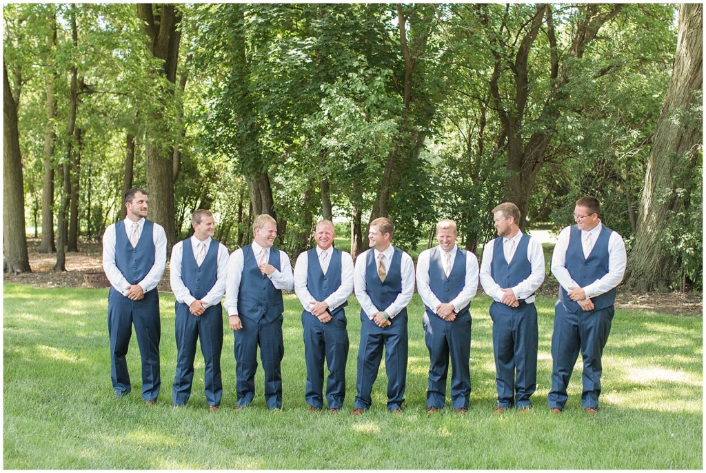 Navy Tuxedo Bridal Party June Wedding| Marcus Community Center Wedding near Sioux City, Iowa by Jessica Brees Photography