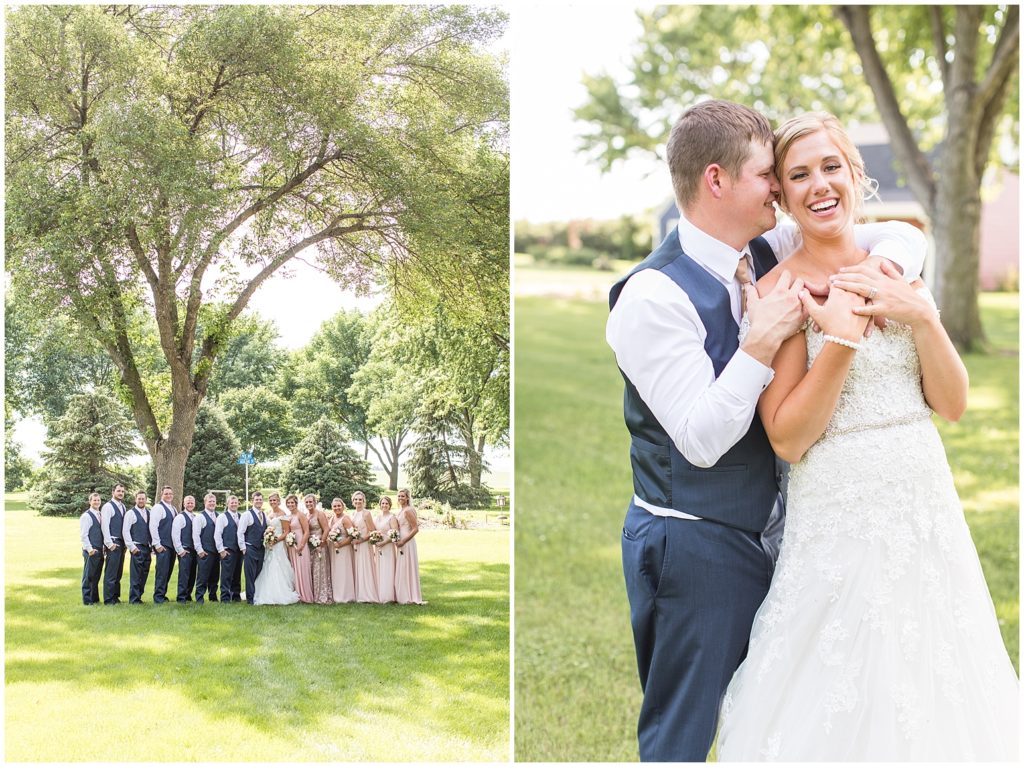 Blush and Navy Bridal Party June Wedding | Marcus Community Center Wedding near Sioux City, Iowa by Jessica Brees Photography