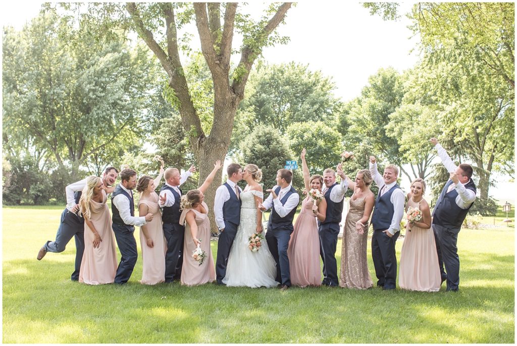 Blush and Navy Bridal Party June Wedding | Marcus Community Center Wedding near Sioux City, Iowa by Jessica Brees Photography