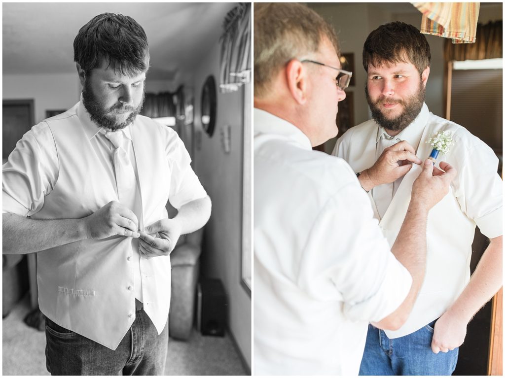 Groom Getting Ready Candids | Wedding in Spencer, Iowa shot by Jessica Brees Photography