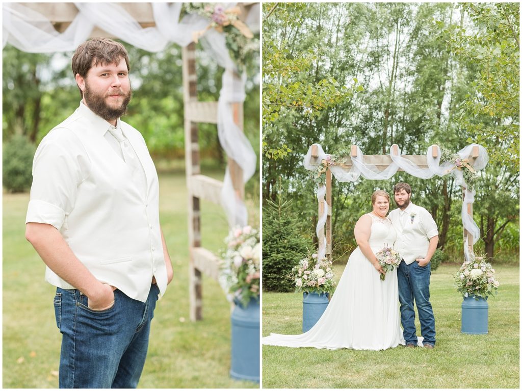 Bride and Groom First Look Near Wedding Altar | Wedding in Spencer, Iowa shot by Jessica Brees Photography