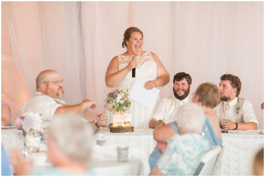 Family Farm Wedding Reception Candids | Wedding in Spencer, Iowa shot by Jessica Brees Photography