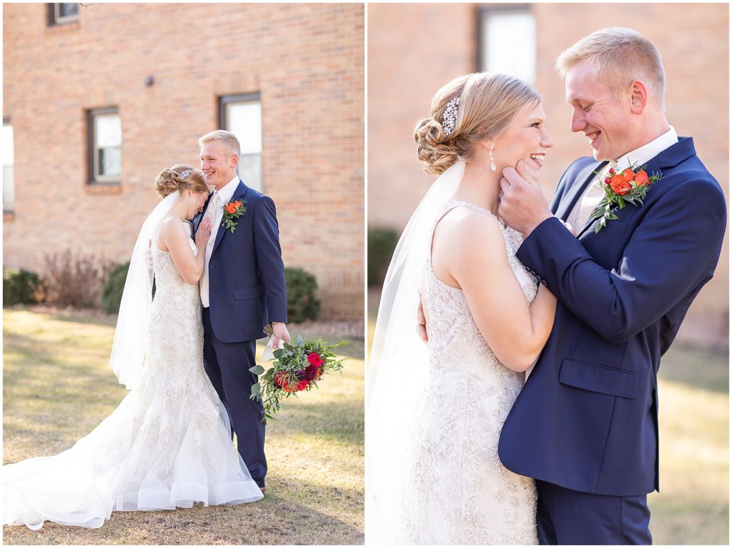 Bride and groom outdoor portraits shot by Jessica Brees, Sioux City Iowa engagement and wedding photographer