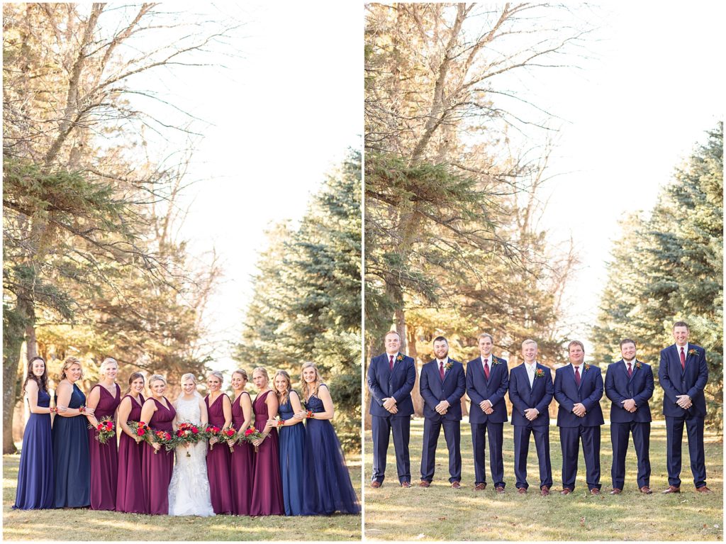 Bridal party portraits shot by Jessica Brees, Sioux City Iowa engagement and wedding photographer