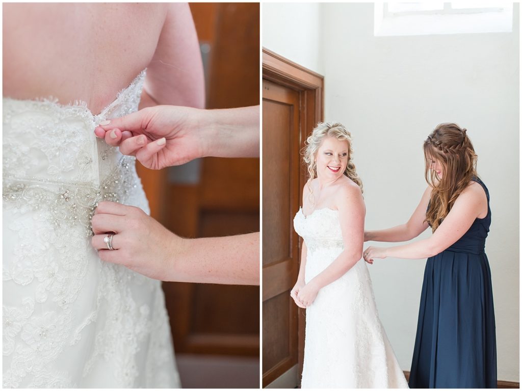 Bride getting ready at Mamrelund Church in Stanton, Iowa shot by Jessica Brees, Sioux City Iowa engagement and wedding photographer