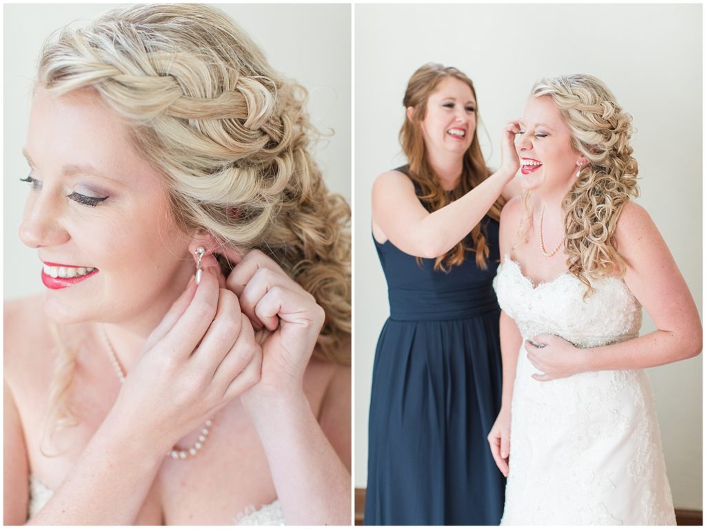 Bride getting ready at Mamrelund Church in Stanton, Iowa shot by Jessica Brees, Sioux City Iowa engagement and wedding photographer