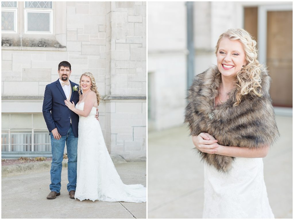 Bride and Groom Portraits at Mamrelund Church in Stanton, Iowa shot by Jessica Brees, Sioux City Iowa engagement and wedding photographer