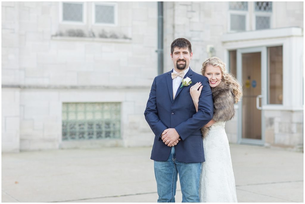 Bride and Groom Portraits at Mamrelund Church in Stanton, Iowa shot by Jessica Brees, Sioux City Iowa engagement and wedding photographer