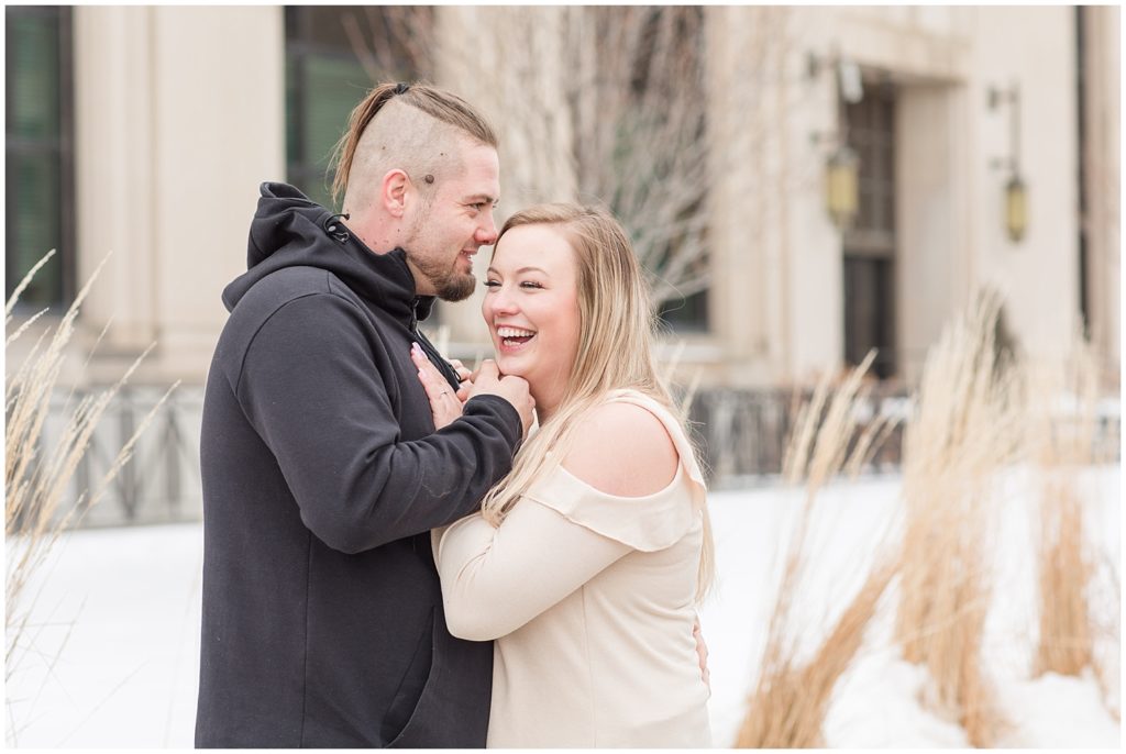 Zac & Jessica’s Downtown Sioux City Engagement Photos shot by Jessica Brees, photographer and videographer near Sioux City, Iowa