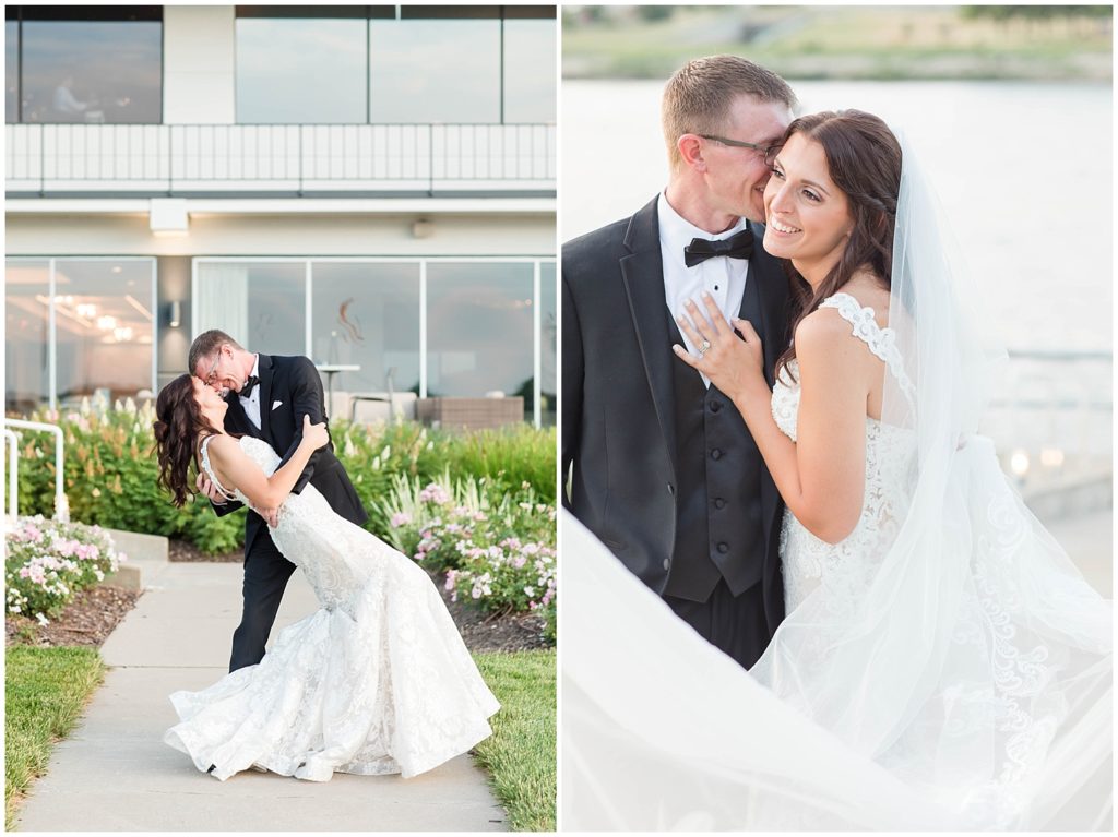 Bride and Groom Sunset Portraits | Marriott Riverfront Wedding in South Sioux City, Nebraska shot by Jessica Brees Photo & Video