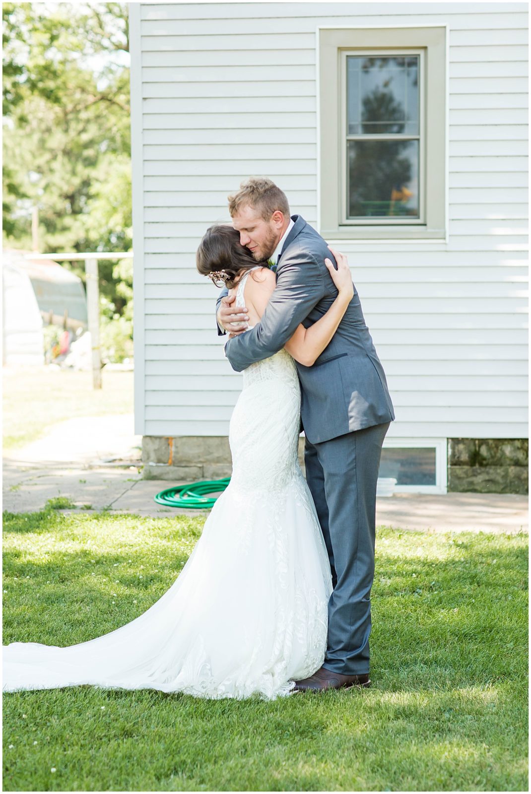 Bride and Groom First Look | Avalon Ballroom Wedding in Remsen, IA shot by Jessica Brees Photo & Video