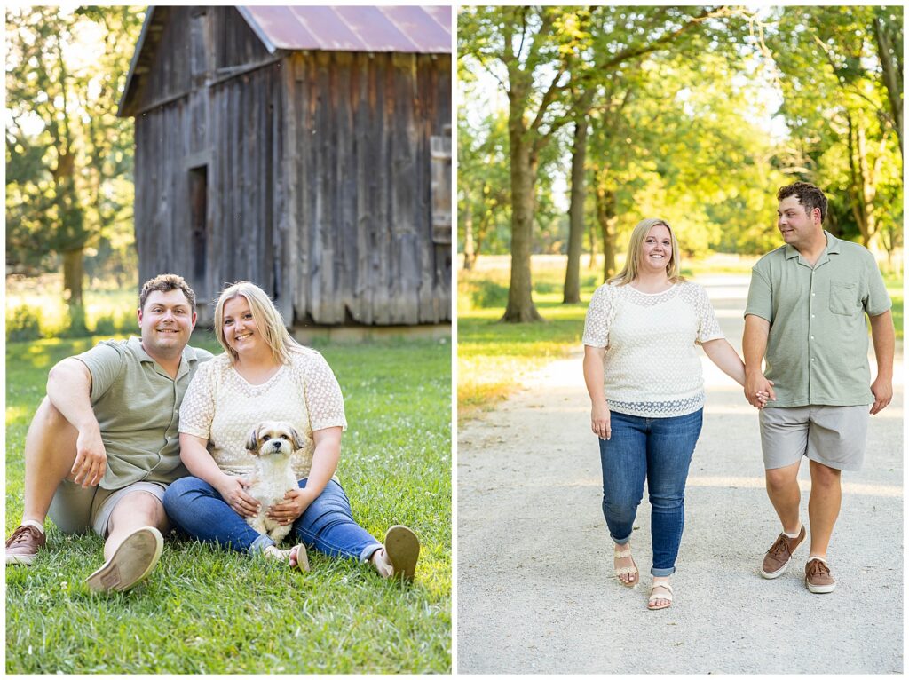 Sioux City Engagement Photos at Adams Nature Preserve with Dog