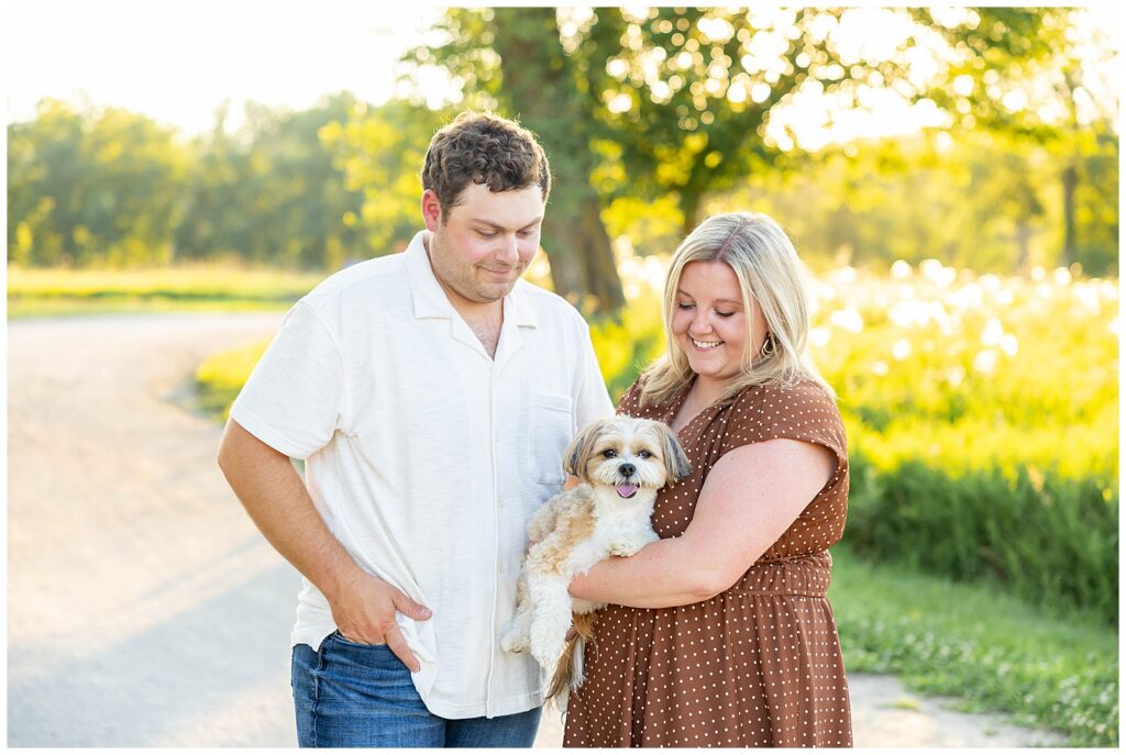 Sioux City Engagement Photos at Adams Nature Preserve with Dog