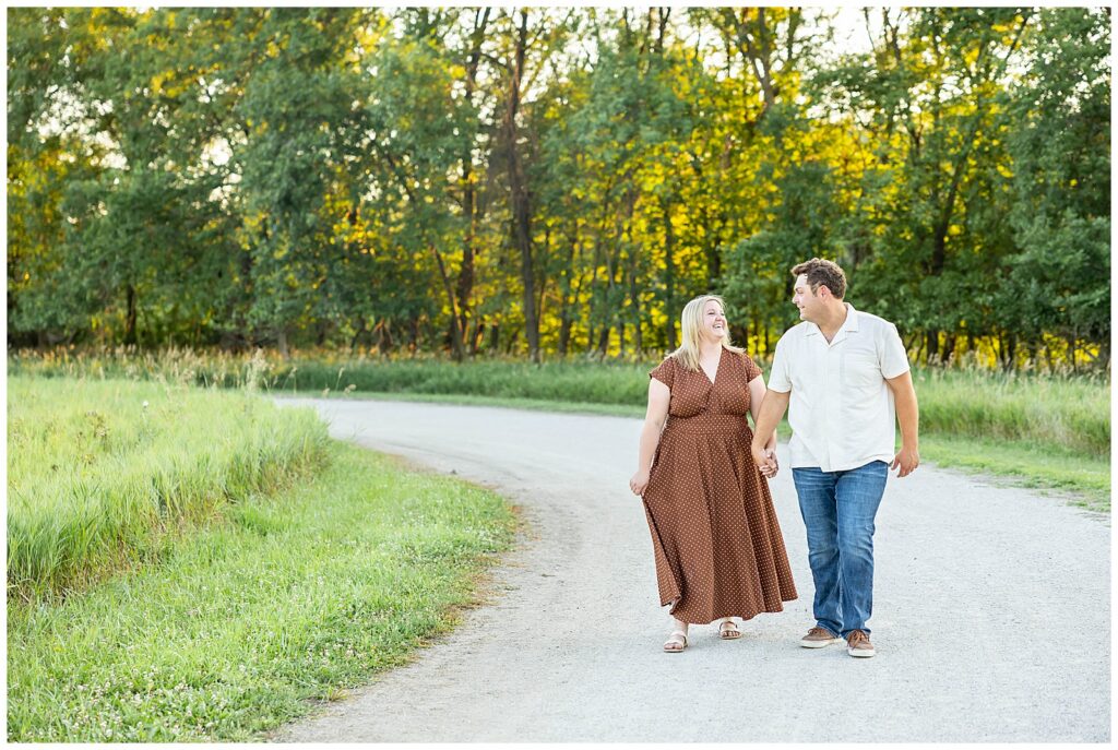 Sioux City Engagement Photos at Adams Nature Preserve with Dog