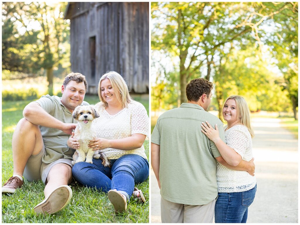 Sioux City Engagement Photos at Adams Nature Preserve with Dog