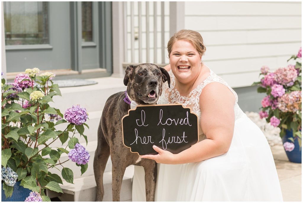 Bride with Her Great Dane Boomer | Wedding in Spencer, Iowa shot by Jessica Brees Photography